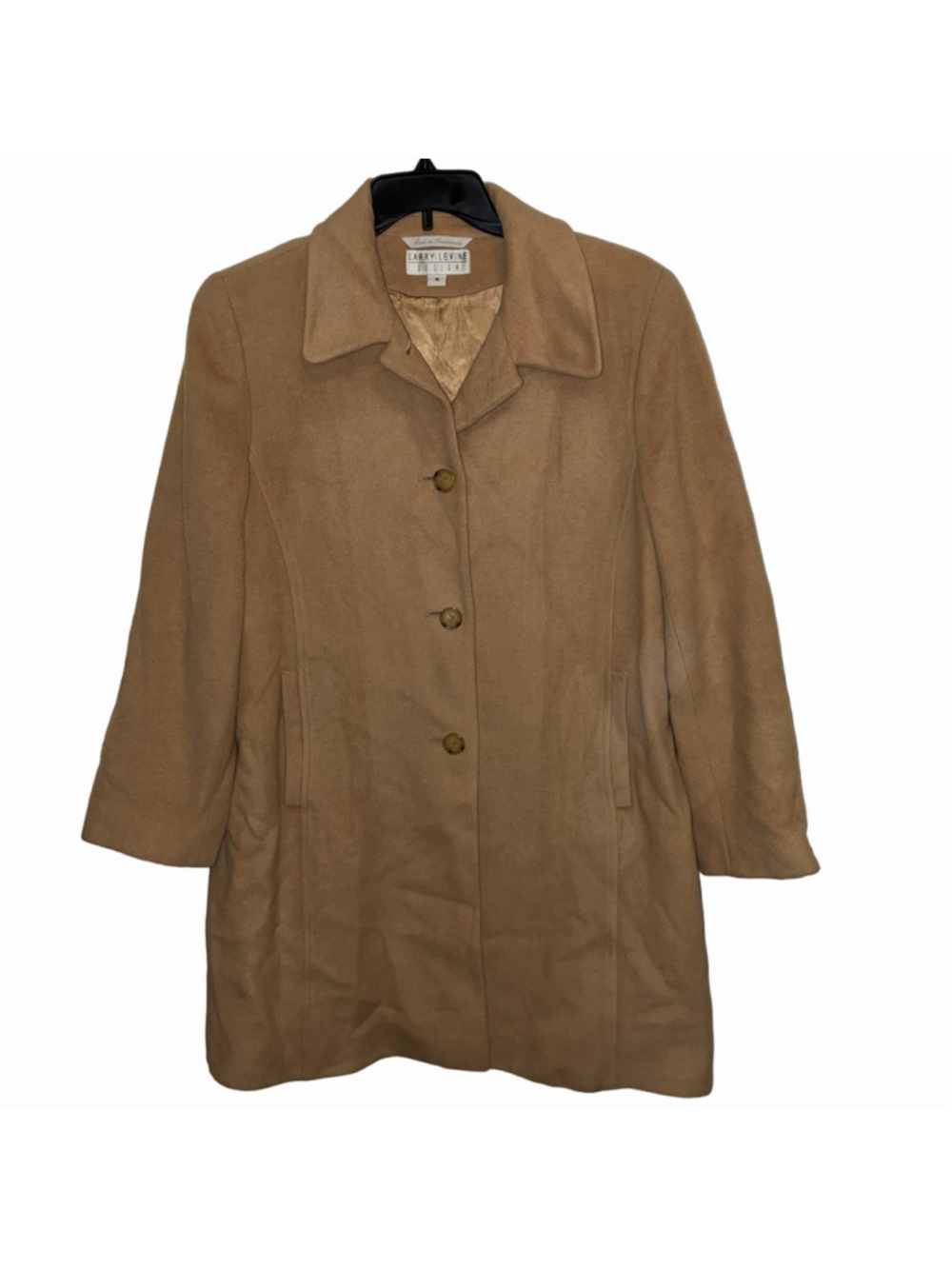 Women's Vintage Larry Levine Design Camel Hair Pea Coat Size 16